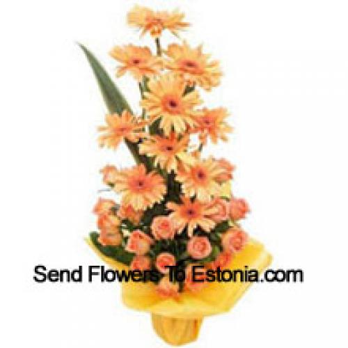 Orange Roses and Gerberas Big Basket