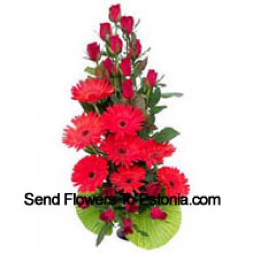 Radiant Red Roses and Gerberas