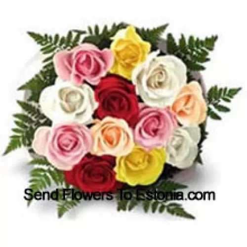 Ramo de 11 rosas de colores mezclados