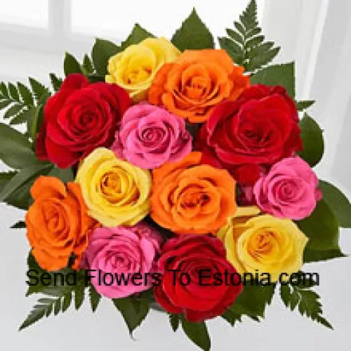 Букет из 11 смешанных цветных роз