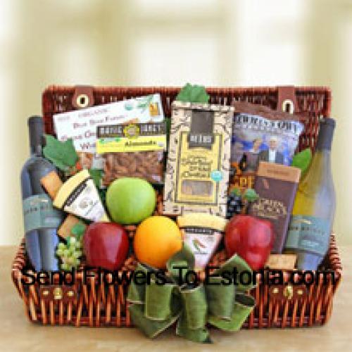 Basket of Fruits, Wines and Snacks